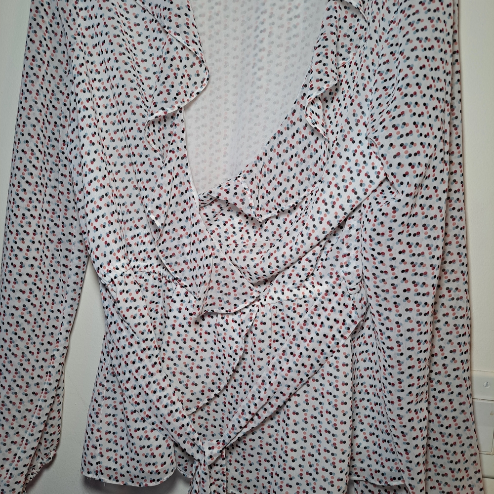 Cream Wrap Ruffled Blouse